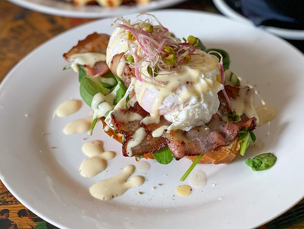 Photo 1 for Waffles and Eggs Benny at Oso