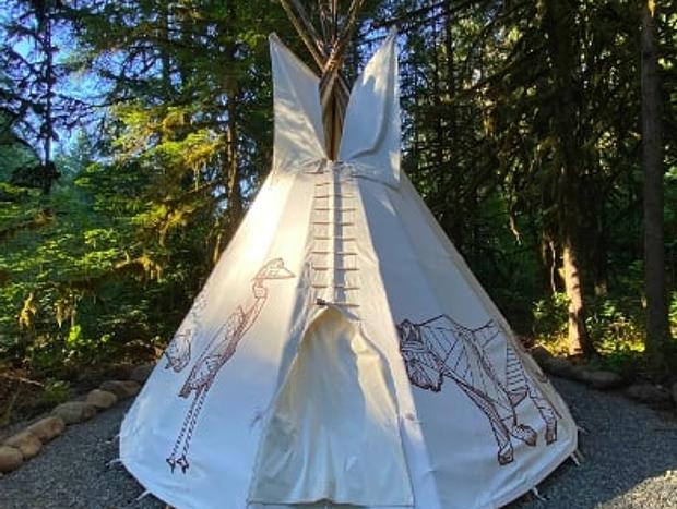 Photo 9 for Tipi Two with Cedar Sauna & Hot Tub Bath House at Trout Creek Wilderness Lodge