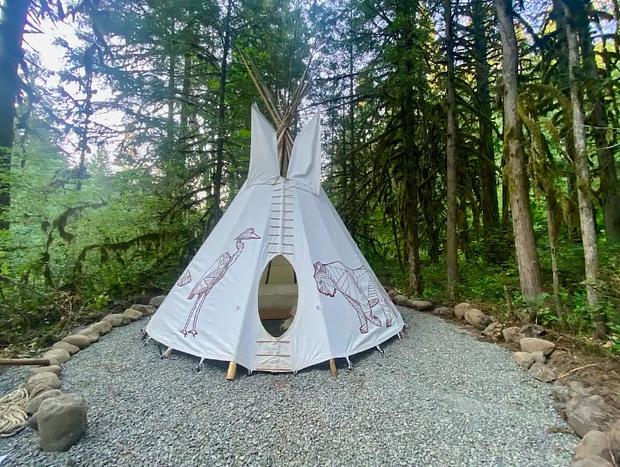 Photo 4 for Tipi Two with Cedar Sauna & Hot Tub Bath House at Trout Creek Wilderness Lodge